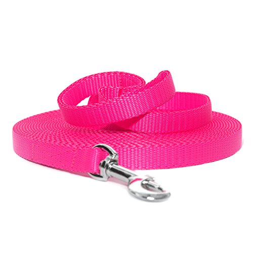 Robuste Neon Rosa Schlepplein Fährtenleine Suchleine 15mm / 10m mit Handschlaufe von Hunde Design