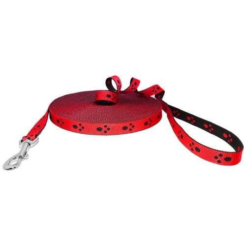 Schleppleine mit Pfoten 20mm Rot Größe 3m Schleppleine mit Pfoten 20mm Rot Größe 3m von Hunde Design