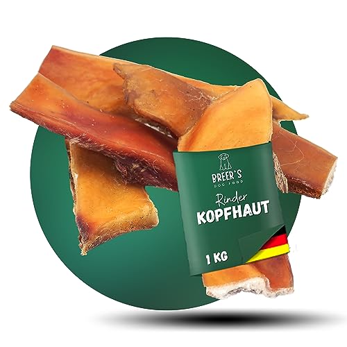 BREERs getrocknete Rinderkopfhaut für Hunde 10cm, 1kg Belohnung-Snack getreidefrei, Deutsche Herstellung, Leckerli Hundekauartikel Kauartikel große Hunde von TIER HELDEN