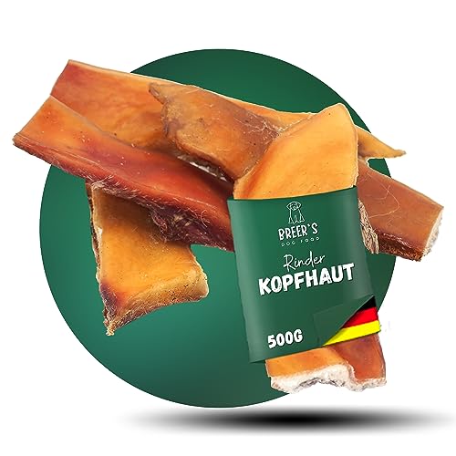 BREERs getrocknete Rinderkopfhaut für Hunde 10cm, 500g Belohnung-Snack getreidefrei, Deutsche Herstellung, Leckerli Hundekauartikel Kauartikel große Hunde von TIER HELDEN