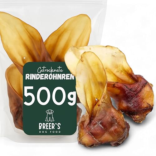 BREERs Getrocknete Rinderohren mit Muschel für Hunde 500 Gramm aus eigener Deutscher Herstellung, Kauartikel für Groß & Klein von Hunde Helden