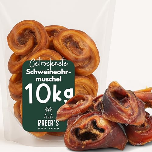 BREERs Getrocknete Schweineohrmuscheln für Hunde 10 Kg aus eigener Deutscher Herstellung, Kauartikel für Groß & Klein, Kauartikel aus Schwein, Hundeleckerli getreidefrei, Kausnack, Leckerli Hund von Hunde Helden