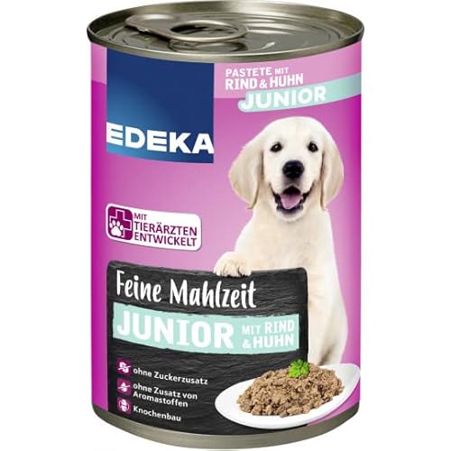 EDEKA Feine Mahlzeit Junior mit Rind & Huhn 400G | Hunde Nassfutter in der Dose | Hundefutter von Edeka EDEKA Feine Mahlzeit Junior mit Rind & Huhn 400G | Hunde Nassfutter in der Dose | Hundefutter von Edeka von Hunde