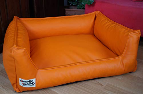 Hundebett Hundesofa Schlafplatz Kunstleder Acceso Farbe und Größe wählbar von XS bis XXL (155 cm X 105 cm, orange) von Hundebettenmanufaktur