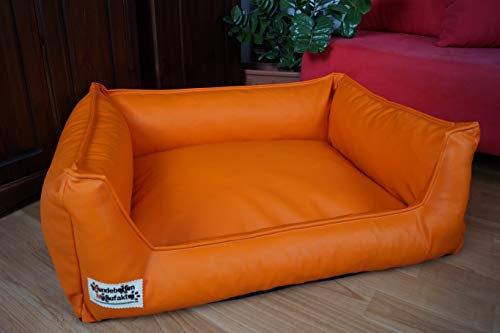 Hundebett Hundesofa Schlafplatz Kunstleder Acceso Farbe und Größe wählbar von XS bis XXL (50 cm X 40 cm, orange) von Hundebettenmanufaktur