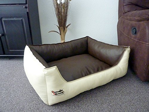Hundebett Hundesofa Schlafplatz Kunstleder Similpelle 70 cm X 55 cm Creme braun Hundebett Hundesofa Schlafplatz Kunstleder Similpelle 70 cm X 55 cm Creme braun von Hundebettenmanufaktur