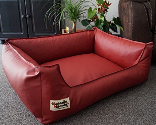 Hundebett Hundesofa Schlafplatz Kunstleder Similpelle Farbe und Größe wählbar von XS bis XXL (155 cm X 105 cm, Ziegelrot) von Hundebettenmanufaktur