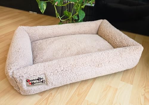 Hundebett Orsetto mit Sherpabezug (Cappuccino, 80 cm X 60 cm) von Hundebettenmanufaktur