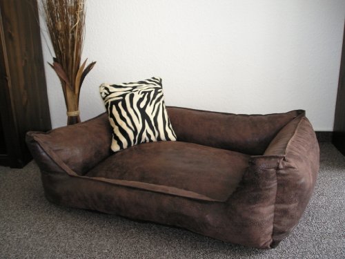 Hundebettenmanufaktur Hundebett Wildlederoptik Hundesofa Schlafplatz Velluto waschbar Farbe und Größe wählbar (50 cm X 40 cm, braun) von Hundebettenmanufaktur