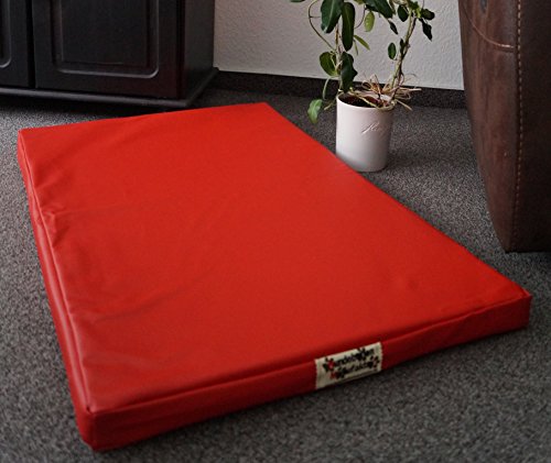 Hundebettenmanufaktur Hundematratze Hundebett Kunstleder Schaumstoff 5 cm Verschiedene Größen und Farben wählbar (120 cm X 80 cm, rot) von Hundebettenmanufaktur