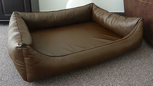 Hundebettenmanufaktur Orthopaedisches Hundesofa Hundebett Kunstleder Ortopedico 100 cm X 75 cm mit Viscoschaum Matratze (braun) von Hundebettenmanufaktur