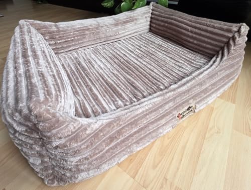 Orthopädisches Hundesofa Hundebett Cord Ortopedico mit 8 cm Viscoschaummatratze (beige, 100 cm X 75 cm) von Hundebettenmanufaktur