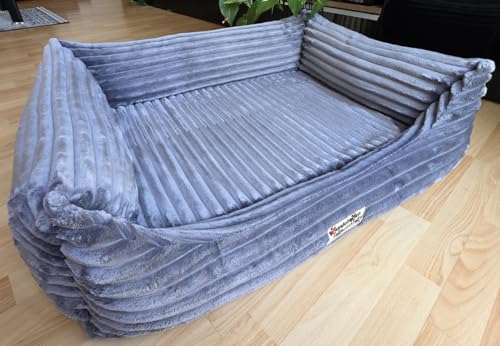 Orthopädisches Hundesofa Hundebett Cord Ortopedico mit 8 cm Viscoschaummatratze (grau, 100 cm X 75 cm) von Hundebettenmanufaktur
