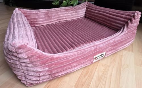 Orthopädisches Hundesofa Hundebett Cord Ortopedico mit 8 cm Viscoschaummatratze (rosa, 90 cm X 70 cm) von Hundebettenmanufaktur