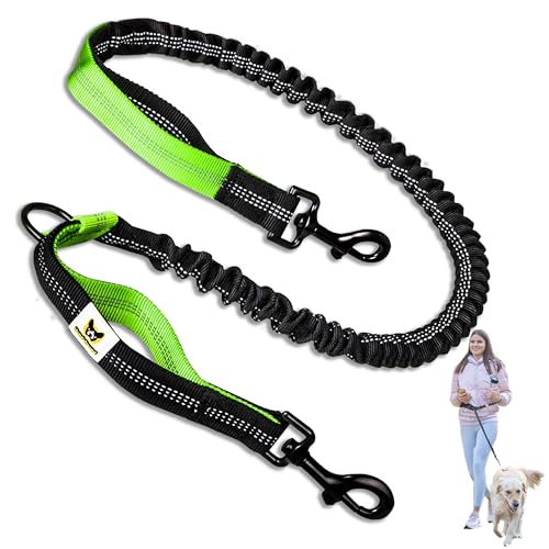 Hundefreund Bungeeteil für Joggingleine - 120 cm Ersatzleine mit elastischem Gummizug und 2 Schlaufen - Verlängerung für Hundeleine (Grün) von Hundefreund