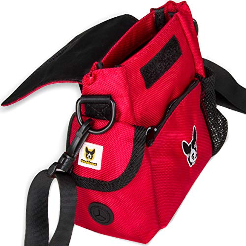Hundefreund Futtertasche | Kleine Damen Handtasche für Leckerlis und Hundespielzeug | Leckerlitasche für Hunde | Roter Futterbeutel von Hundefreund