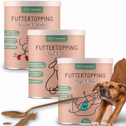 Hunderunde – Futtertopping Haut & Fell 3x250g – natürliche Hautpflege & glänzendes Fell I Hanfpulver Bierhefe Seealgen Möhrenmehl Chlorella Rote Beete Heidelbeer Algenpulver Hunderunde – Futtertopping Haut & Fell 3x250g – natürliche Hautpflege & glänzendes Fell I Hanfpulver Bierhefe Seealgen Möhrenmehl Chlorella Rote Beete Heidelbeer Algenpulver von Hunderunde