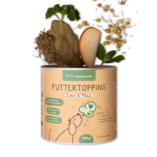 Hunderunde – Futtertopping Zahn & Maul 250g – natürliche Maulhygiene & frischer Atem I Algen Kräuter Petersilie Pfefferminze Thymian Anis Hunderunde – Futtertopping Zahn & Maul 250g – natürliche Maulhygiene & frischer Atem I Algen Kräuter Petersilie Pfefferminze Thymian Anis von Hunderunde