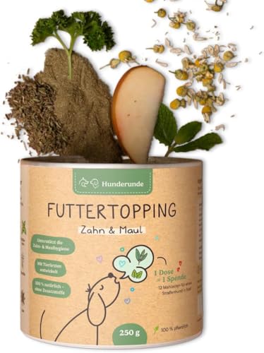 Hunderunde – Futtertopping Zahn & Maul 2x250g – natürliche Maulhygiene & frischer Atem I Algen Kräuter Petersilie Pfefferminze Thymian Anis von Hunderunde