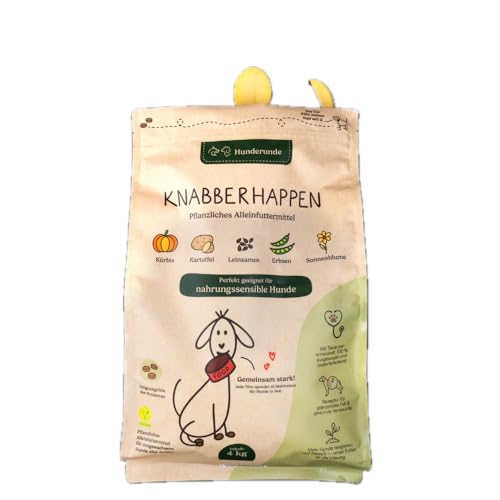 Hunderunde – Trockenfutter für Hunde 2x4kg – Knabberhappen Alleinfutter I vollwertig & pflanzlich I Kann die Verdauung & Fellglanz unterstützen I Insektenprotein Kichererbse Flohsamen Süßkartoffel von Hunderunde
