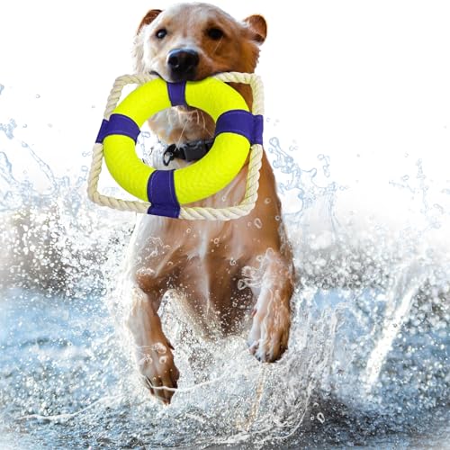 Hundespielzeug Frisbee Hund Wasserspielzeug Unzerstörbar Hundefrisbee Ring mit Hundeseil Interaktives Spielzeug Hundekauspielzeug für kleine, mittlere und große Hunde (Schwimmring) von Hundespielzeug