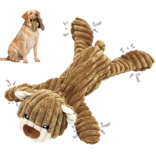 Hundespielzeug Hunde Spielzeug, Tauziehen Plüsch quietschendes mit Crinkle-Papier und Hundeseil, Robust Hundekauspielzeug für Welpen, kleine, mittlere, große Hunde (Bär) von Hundespielzeug