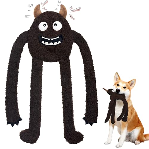 Hundespielzeug Welpenspielzeug Interaktives quietschen Hundekuscheltier mit Crinkle-Papier und Seil Hunde Spielzeug für Welpen Kleine Große Hunde (Monster) von Hundespielzeug