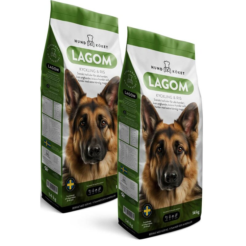 Hundköket Lagom Geflügel und Reis - 2 x14 kg (3,84 € pro 1 kg) von Hundköket