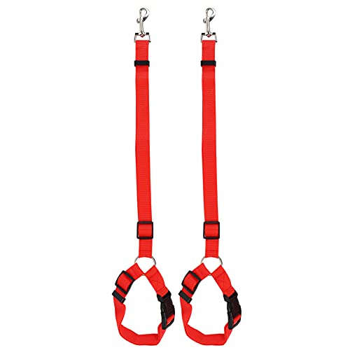 Hundnsney 2 Packs Hundekatze Gurtband Kopfstuetze Rueckhaltes Einstellbar Nylon Stoff Hunde Halter Fahrzeug Sicherheitsgurte Gurt Rot von Hundnsney