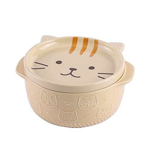 Koanhinn Japanische Keramik Katze Hund Nudelschalen mit Deckel Niedliche Tiersuppe Salat Obstschale KüChengeschirr C von Hundnsney