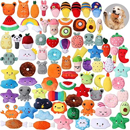 Hungdao Quietschende Hundespielzeuge für kleine Welpen, Hunde, gefülltes Plüsch-Kauspielzeug, kleine und mittelgroße Hunde, Haustier-Spielzeug mit Quietscher für Welpen, Zahnen, 80 Stück von Hungdao