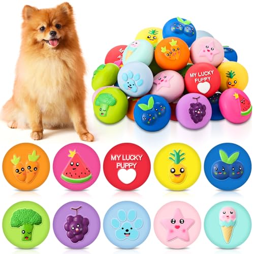 Hungdao Quietschende Hundebälle, weiches Gummi-Latex-Hundespielzeug, klein, lustiges Quietschspielzeug, interaktives Apportier-Spielbälle zum Zahnen, für kleine Haustiere, Welpenrassen, Training Hungdao Quietschende Hundebälle, weiches Gummi-Latex-Hundespielzeug, klein, lustiges Quietschspielzeug, interaktives Apportier-Spielbälle zum Zahnen, für kleine Haustiere, Welpenrassen, Training von Hungdao