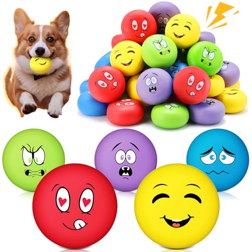 Hungdao Quietschende Hundebälle aus Latex, lustiges Gesicht, Hundespielzeug, weiches Gummi, interaktives Apportierspielzeug für kleine, mittelgroße Welpen, Hunde, Rassen, Training, 7,1 cm, 40 Stück Hungdao Quietschende Hundebälle aus Latex, lustiges Gesicht, Hundespielzeug, weiches Gummi, interaktives Apportierspielzeug für kleine, mittelgroße Welpen, Hunde, Rassen, Training, 7,1 cm, 40 Stück von Hungdao