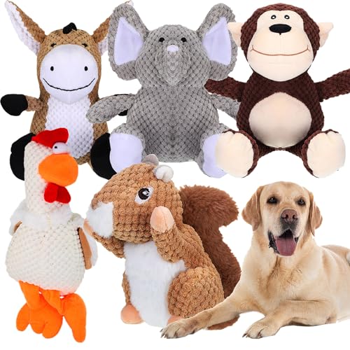 Hungdao Quietschspielzeug für große Hunde, Plüschtiere, Kauspielzeug, Affe, ästhetisches Hundespielzeug zum Zahnen, interaktives Haustierspiel, Huhnspielzeug für kleine, mittelgroße und große Hunde, von Hungdao