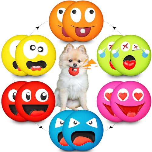 Hungdao Quietschendes Hundespielzeug aus Latex, lustiges Gesicht, quietschend, weiches Gummi, interaktives Apportieren, Spielbälle für kleine Rassen, Welpen, Haustiere, Zahntraining, 12 Stück Hungdao Quietschendes Hundespielzeug aus Latex, lustiges Gesicht, quietschend, weiches Gummi, interaktives Apportieren, Spielbälle für kleine Rassen, Welpen, Haustiere, Zahntraining, 12 Stück von Hungdao