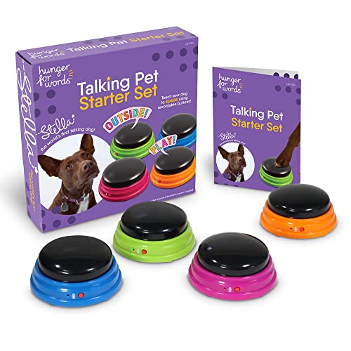 Hunger for Words Talking Pet Starter-Set, aufnahmefähige Tasten für Hunde, Hunde-Sprechtasten, bringen Sie Ihrem Hund das Sprechen bei, Mehrfarbig, 1 Stück (1er Pack), Kunststoff von Hunger for Words