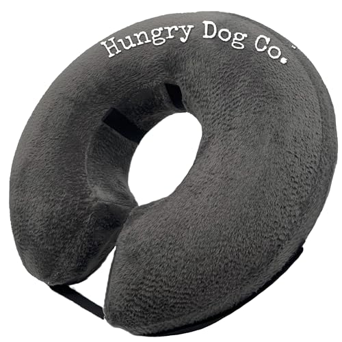 Hungry Dog Co. Aufblasbares Premium-Hundehalsband für Hunde und Katzen, hilft bei der Genesung von Haustieren, bequem und sicher für Ihr Haustier, weiches E-Halsband, Dunkelgrau, Größe L (38,1 cm - von Hungry Dog Co.