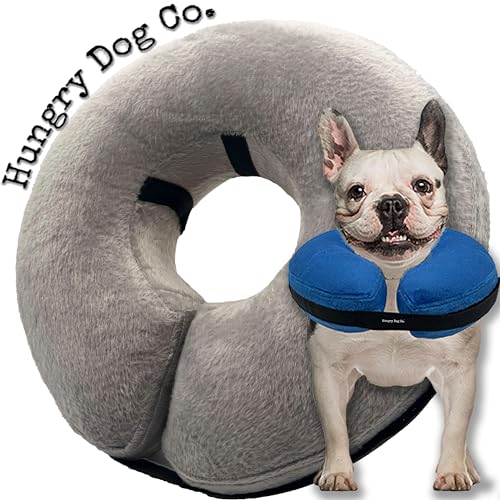Hungry Dog Co. Aufblasbares Premium-Hundehalsband für Hunde und Katzen – hilft bei der Erholung von Haustieren – bequem und sicher für Ihr Haustier – verstellbar und weich – Grau – Größe M (20,3 cm - von Hungry Dog Co.