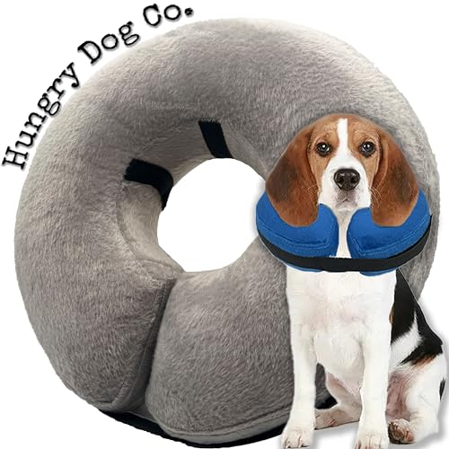 Hungry Dog Co. Aufblasbares Premium-Hundehalsband für Hunde und Katzen – hilft bei der Erholung von Haustieren – bequem und sicher für Ihr Haustier – weiches E-Halsband – Grau, Größe L (Halsumfang von Hungry Dog Co.