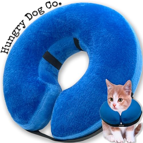 Hungry Dog Co. Aufblasbares Premium-Hundehalsband für Hunde und Katzen – hilft bei der Genesung von Haustieren – bequem und sicher für Ihr Haustier – weiches E-Halsband – Blau, XS (bis zu 15,2 cm von Hungry Dog Co.