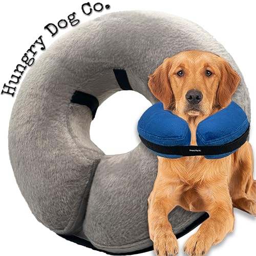 Hungry Dog Co. Aufblasbares Premium-Hundehalsband für Hunde und Katzen – hilft bei der Genesung von Haustieren – bequem und sicher für Ihr Haustier – weiches E-Halsband – Grau, Größe XL (Halsumfang von Hungry Dog Co.