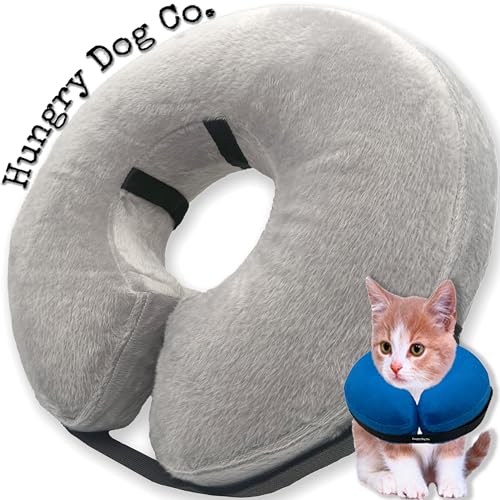 Hungry Dog Co. Aufblasbares Premium-Hundehalsband für Hunde und Katzen – hilft bei der Genesung von Haustieren – bequem und sicher für Ihr Haustier – weiches E-Halsband – Grau, XS (bis zu 15,2 cm von Hungry Dog Co.
