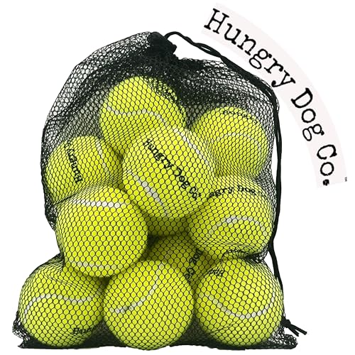 Hungry Dog Co. Premium Hunde-Tennisbälle aus Gummi, haustiersicheres Hundespielzeug für Bewegung und Training, federnd und langlebig, für stundenlangen Spaß, wiederverwendbare Netztasche zum Tragen von Hungry Dog Co.