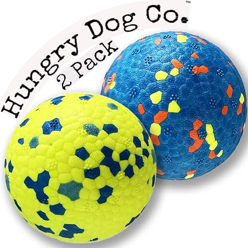 Hungry Dog Co. Super langlebige Premium-Hundebälle, haustiersicheres Hundespielzeug für Spaß und Spiel. Sehr federnd und langlebig, ideal für aggressive Kauer, stimulierende Farben und Muster, 2 von Hungry Dog Co.