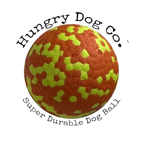 Hungry Dog Co. Unzerstörbare Premium-Hundebälle, haustiersicheres Hundespielzeug für Spaß und Spiel. Sehr federnd und langlebig, ideal für aggressive Kauer, stimulierende Farben und Muster, 1 Orange von Hungry Dog Co.