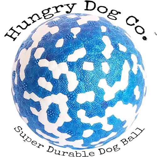 Hungry Dog Co. Unzerstörbare Premium-Hundebälle, haustiersicheres Hundespielzeug für Spaß und Spiel. Sehr federnd und langlebig, ideal für aggressive Kauer, stimulierende Farben und Muster, 1 blauer von Hungry Dog Co.