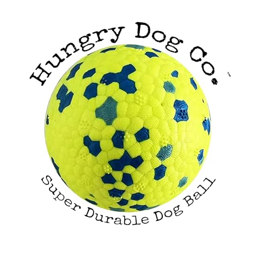 Hungry Dog Co. Unzerstörbare Premium-Hundebälle, haustiersicheres Hundespielzeug für Spaß und Spiel. Sehr federnd und langlebig, ideal für aggressive Kauer, stimulierende Farben und Muster, 1 gelber / von Hungry Dog Co.