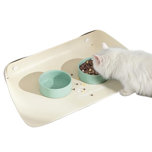 HunicandIU Hunde Futtermatte - Katzen Fütterplatzmatte,wasserdichte & Ölresistente Futterschutzmatte Für Haustiere Innen und Außen Mit Trinknapfbereich von HunicandIU