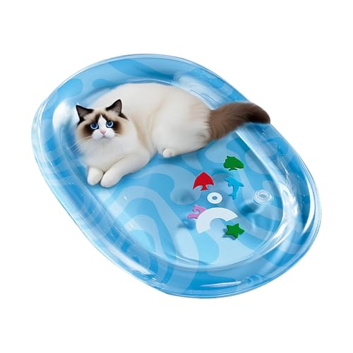 HunicandIU Katzen Wasserbett Spielmatte, Hunde Wasserspielmatte, wasserdichte Fleckenresistente Unterlage, Kühlzubehör Für Kleine & Mittelgroße Tiere von HunicandIU