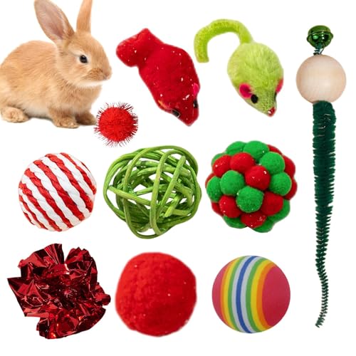 HunicandIU Katzenballspielzeug,Weihnachtskatzenspielzeug,Weihnachts-Selbstspiel-Katzenspielzeug - Katzen-Übungsspielzeug, interaktives Stressabbau-Spielzeug für Katzen, Kaninchen, Meerschweinchen, zum HunicandIU Katzenballspielzeug,Weihnachtskatzenspielzeug,Weihnachts-Selbstspiel-Katzenspielzeug - Katzen-Übungsspielzeug, interaktives Stressabbau-Spielzeug für Katzen, Kaninchen, Meerschweinchen, zum von HunicandIU